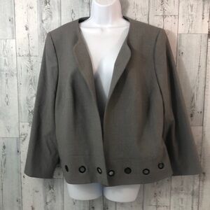 Nine West Gray Blazer Grommet Detailing 14W